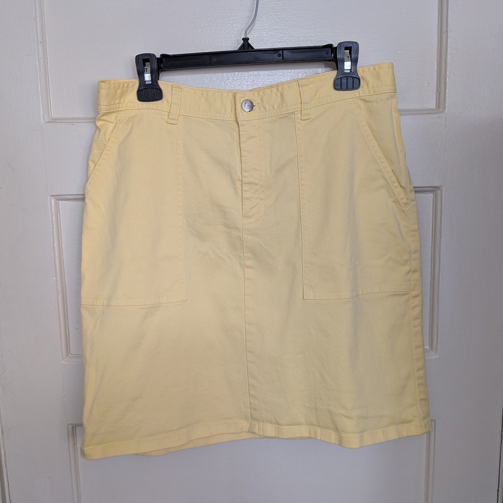 Lauren‎ Ralph Lauren Y2K Vintage Butter Yellow Denim Mini Skirt Cotton Size 10